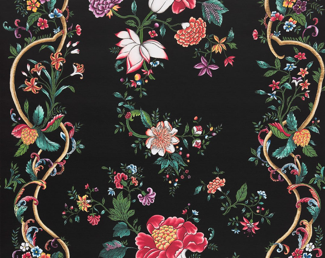 Camellia Trellis Wallcovering Onyx Ruby SCWP885660004 by Scalamandre Designer Wallpaper