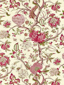 Scalamandre Fabric Pondicherry Cotton Print Turkey Red On Lime SC164300005