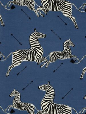 Zebras | Fabric Denim SC16496M0005 by Scalamandre Designer Fabric ZEBRAS 73% COTTON 27% LINEN CHINA LIGHT DUTY Horizontal: 37.5" and Vertical: 25.75" 54 - Swanky Fabrics -