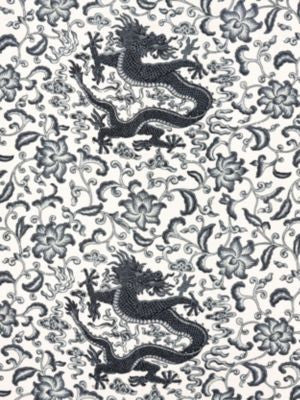 Chi'En Dragon Linen Print Charcoal SC165580005 by Scalamandre Designer Fabric ORIANA 52% LINEN 48% COTTON UNITED KINGDOM LIGHT DUTY Horizontal: 23" and Vertical: 27" 56 - Swanky Fabrics -