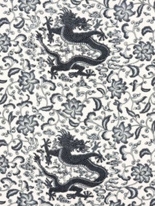 Scalamandre Fabric Chi'En Dragon Linen Print Charcoal SC165580005