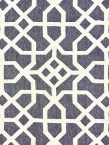 Scalamandre Fabric Linen Lattice Indigo & Greige SC271490005