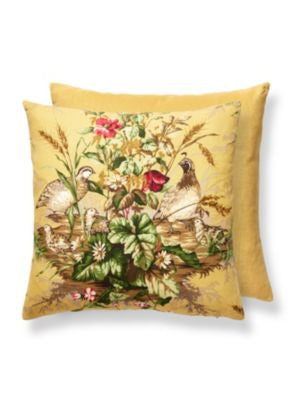 Edwin'S Covey Pillow 22 X 22 - Multi On Mustard SCEDWINPILL0005 by Scalamandre Designer Pillows 70% LINEN 30% COTTON U.S.A. Horizontal: and Vertical: 0 - Swanky Fabrics -