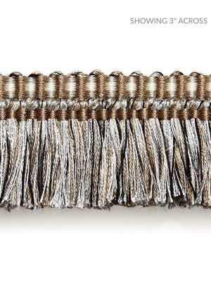 Shimmer Brush Fringe Smoke SCFC14950005 by Scalamandre Designer Trim MODERN LUXURY 52% ACETATE 42% ACRYLIC 6% LUREX FRANCE LIGHT DUTY Horizontal: and Vertical: 2 - Swanky Fabrics -