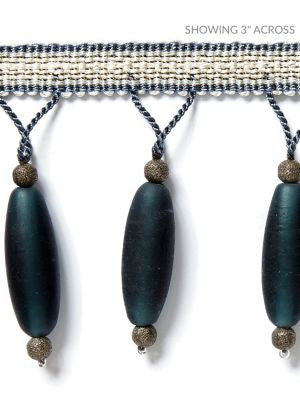 Vionnet Beaded Fringe Petrol SCFX15010005 by Scalamandre Designer Trim MERCHANTE 91% GLASS 5% METALLIC 4% VISCOSE INDIA LIGHT DUTY Horizontal: and Vertical: 1.125" 3.13 - Swanky Fabrics -