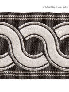 Scalamandre Trim Guilloche Embroidered Tape Charcoal SCT32830005