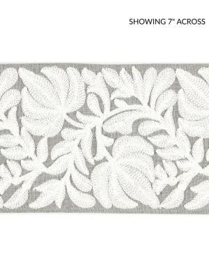 Coventry Embroidered Tape French Grey SCT32960005 by Scalamandre Designer Trim BOTANICA 70% LINEN 30% SPUN VISCOSE INDIA LIGHT DUTY Horizontal: and Vertical: 5 - Swanky Fabrics -