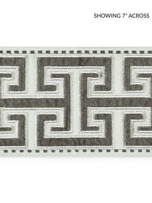 Luxor Velvet Tape Charcoal SCT33040005 by Scalamandre Designer Trim LA BOHEME 86% COTTON 14% VISCOSE INDIA LIGHT DUTY Horizontal: 3.75" and Vertical: 4.75 - Swanky Fabrics -