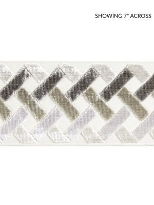 Parquet Velvet Tape Flagstone SCT33260005 by Scalamandre Designer Trim PACIFICA 50% VISCOSE 50% COTTON INDIA MEDIUM DUTY Horizontal: 1.5" and Vertical: 3.75 - Swanky Fabrics -