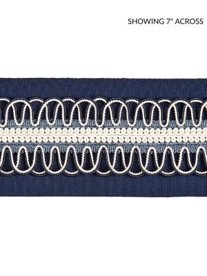 Colette Braided Tape Navy SCV12420005 by Scalamandre Designer Trim BOTANICA 45% FIBRANNE 30% RAYON 15% COTTON, 8% POLYAMIDE 2% POLYESTER CHINA LIGHT DUTY Horizontal: and Vertical: 3.63 - Swanky Fabrics -