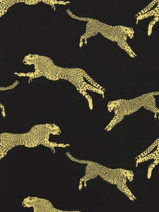 Scalamandre Fabric Leaping Cheetah Cotton Print Black Magic SC166340006