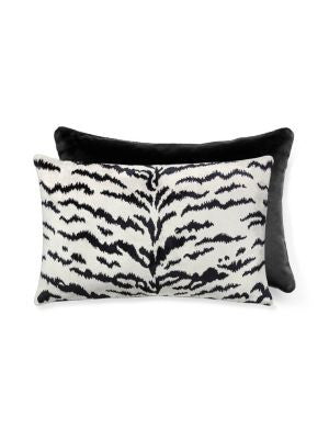 TigreVelvet Pillow 22 X 14 - Off-White & Black Black SCALTIGRPIL0006 by Scalamandre Designer Pillows 60% SILK / 27% COTTON / 13% POLYESTER U.S.A. Horizontal: and Vertical: 0 - Swanky Fabrics -
