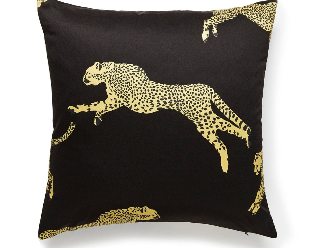 Leaping Cheetah Pillow 22 X 22 - Black Magic SCCHEETPILL0006 by Scalamandre Designer Pillow