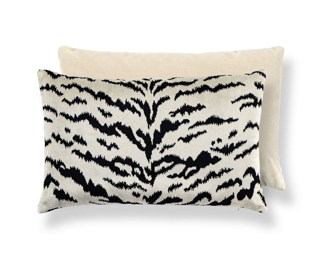 Tigre/Velvet Pillow 22 X 14 - Off-White & Black / Oyster SCMBDK261670006 by Scalamandre Designer Pillow