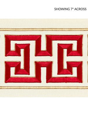 Imperial Embroidered Tape Lacquer SCT32800006 by Scalamandre Designer Trim ORIANA 80% COTTON 20% RAYON INDIA LIGHT DUTY Horizontal: 6.5" and Vertical: 6 - Swanky Fabrics -