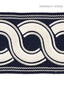 Scalamandre Trim Guilloche Embroidered Tape Indigo SCT32830006