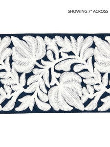 Scalamandre Trim Coventry Embroidered Tape Navy SCT32960006