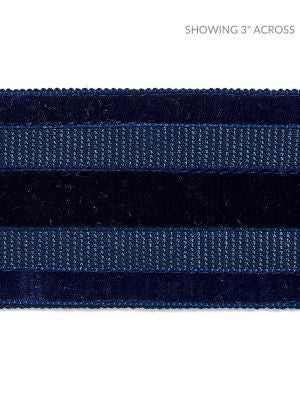 Runway Velvet Tape Deep Sea SCT33250006 by Scalamandre Designer Trim PACIFICA 80% VISCOSE 20% POLYAMIDE GERMANY LIGHT DUTY Horizontal: 0" and Vertical: 2.25 - Swanky Fabrics -
