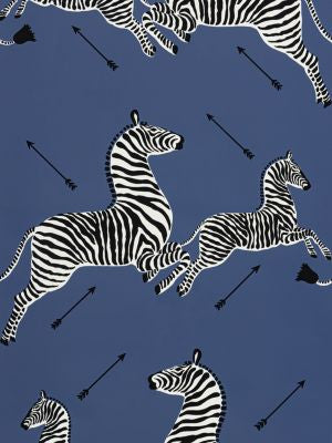 Zebras | Vinyl Denim SCWP81388MV0008 by Scalamandre Designer Wallpaper ZEBRAS U.S.A. Horizontal: 37.5" and Vertical: 26" 26 - Swanky Fabrics -