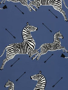 Scalamandre Wallpaper Zebras | Vinyl Denim SCWP81388MV0008