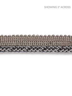 Georgica Braided Cord Charcoal SCC3030009 by Scalamandre Designer Trim HAMPTONS TRIMMINGS 38% ACETATE 29% VISCOSE 27% ACRYLIC, 6% COTTON ITALY LIGHT DUTY Horizontal: and Vertical: 0.25 - Swanky Fabrics -