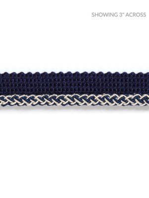 Georgica Braided Cord Indigo SCC3030010 by Scalamandre Designer Trim HAMPTONS TRIMMINGS 38% ACETATE 29% VISCOSE 27% ACRYLIC, 6% COTTON ITALY LIGHT DUTY Horizontal: and Vertical: 0.25 - Swanky Fabrics -