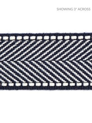 Montauk Herringbone Tape Indigo SCT32850011 by Scalamandre Designer Trim HAMPTONS TRIMMINGS 99% ACRYLIC 1% POLYESTER CHINA LIGHT DUTY Horizontal: and Vertical: 1.88 - Swanky Fabrics -
