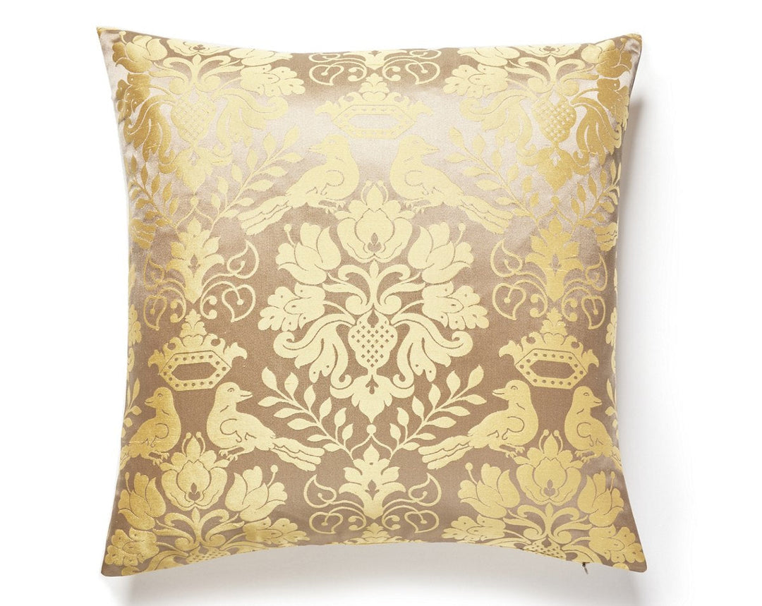 Love Bird Pillow 22 X 22 - Chocolate & Gold SCSDDK10980013 by Scalamandre Designer Pillow