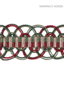 Scalamandre Trim Le Havre Greens, Red SCV8740024