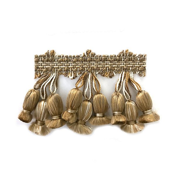 Newport Tassel Fringe - Silk White, Fawn, Taupe SCFT11030001 by Scalamandre Designer Trim