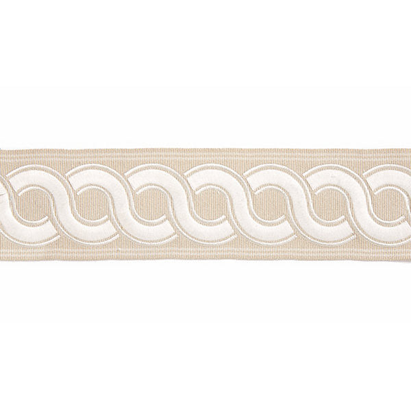 Guilloche Embroidered Tape/Linen T3283-001 by Scalamandre Trim Designer Trim SCALAMANDRE WAREHOUSE 37% ACRYLIC 32% POLYESTER 31% VISCOSE CHINA LIGHT DUTY Horizontal: and Vertical: 2.875" - Swanky Fabrics -
