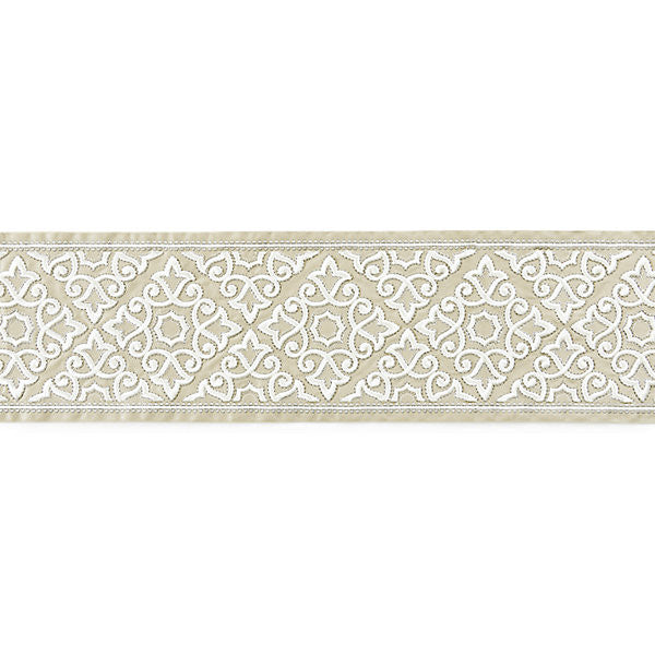 Ornamental Embroidered Tape/Linen by Scalamandre Trim Scalamandre Trim Ornamental Embroidered Tape/LinenTrim CHINOIS CHIC 51% COTTON 22% VISCOSE 27% POLYESTER INDIA </p><p>Repeat: H: 6.25", V: 7.5" - Fabric Carolina -