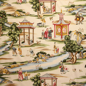 Shanghai Cotton Print/Multi On Tea Stain Sc 000216264 by Scalamandre
 Designer Fabric