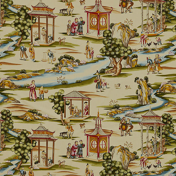 Shanghai Cotton Print/Multi On Tea Stain by Scalamandre Fabric Scalamandre Fabric Shanghai Cotton Print/Multi On Tea StainFabric 100% COTTON ITALY </p><p>Repeat: H: 39", V: 51" 54.5" - Fabric Carolina -