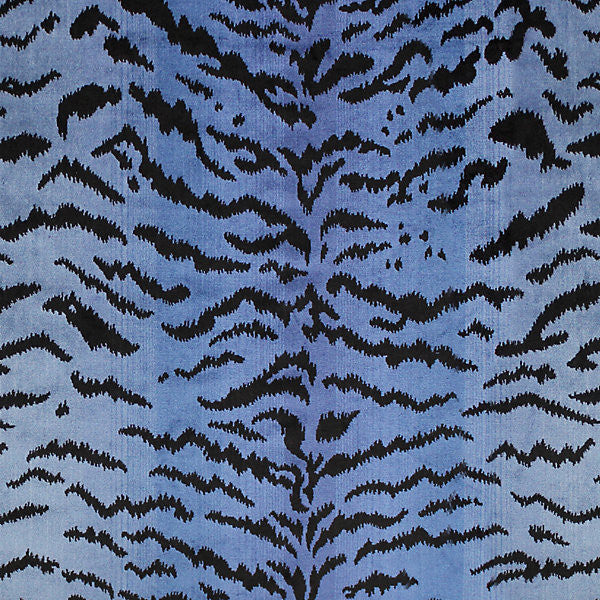 Tigre/Blues & Black 26167MMA-004 by Scalamandre Designer Fabric 69% VISCOSE 18% POLYESTER 13% COTTON USA LIGHT DUTY Horizontal: 30.6" and Vertical: 24.6" 48.5" - Swanky Fabrics -