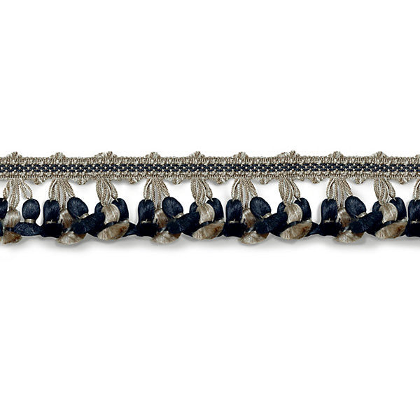Newport Tassel Fringe - Silk Taupe, Black & Grey SCFT11030008 by Scalamandre Designer Trim