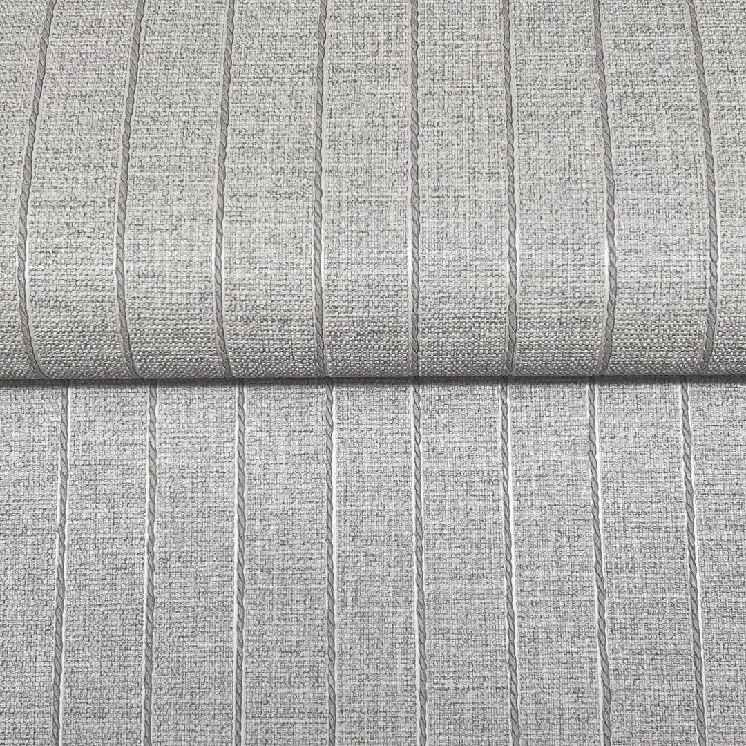 Cording Stripe Dove Grey Wallpaper by York Wallcoverings Designer
