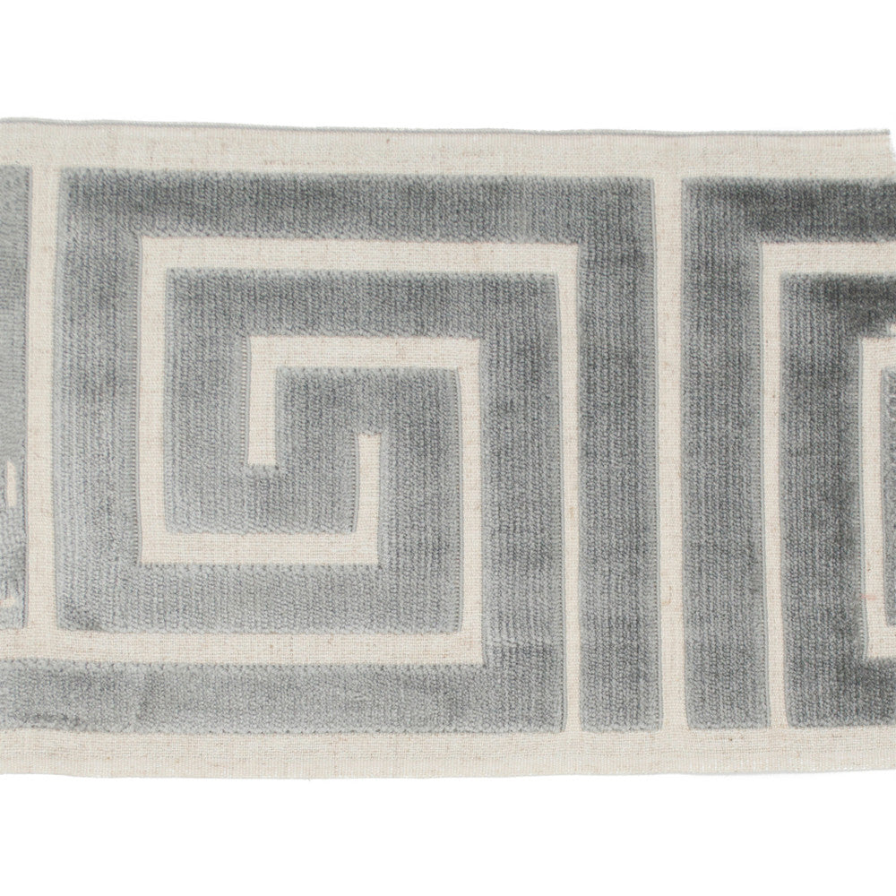 Sidewinder Tape Gray by Magnolia Designer Trim - 58% Rayon, 31% Poly, 11% Linen China Horizontal: 13.5 and Vertical: 7 - Swanky Fabrics -