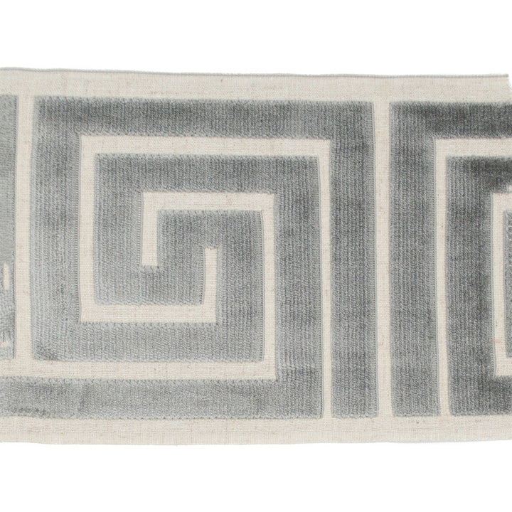 Sidewinder Tape Gray by Magnolia Designer Trim - 58% Rayon, 31% Poly, 11% Linen China Horizontal: 13.5 and Vertical: 7 - Swanky Fabrics -