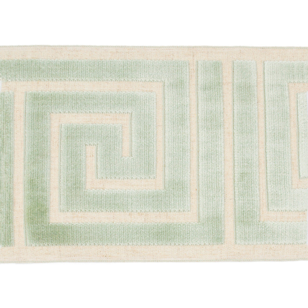 Sidewinder Tape Sea Green by Magnolia Designer Trim - 58% Rayon, 31% Poly, 11% Linen China Horizontal: 13.5 and Vertical: 7 - Swanky Fabrics -