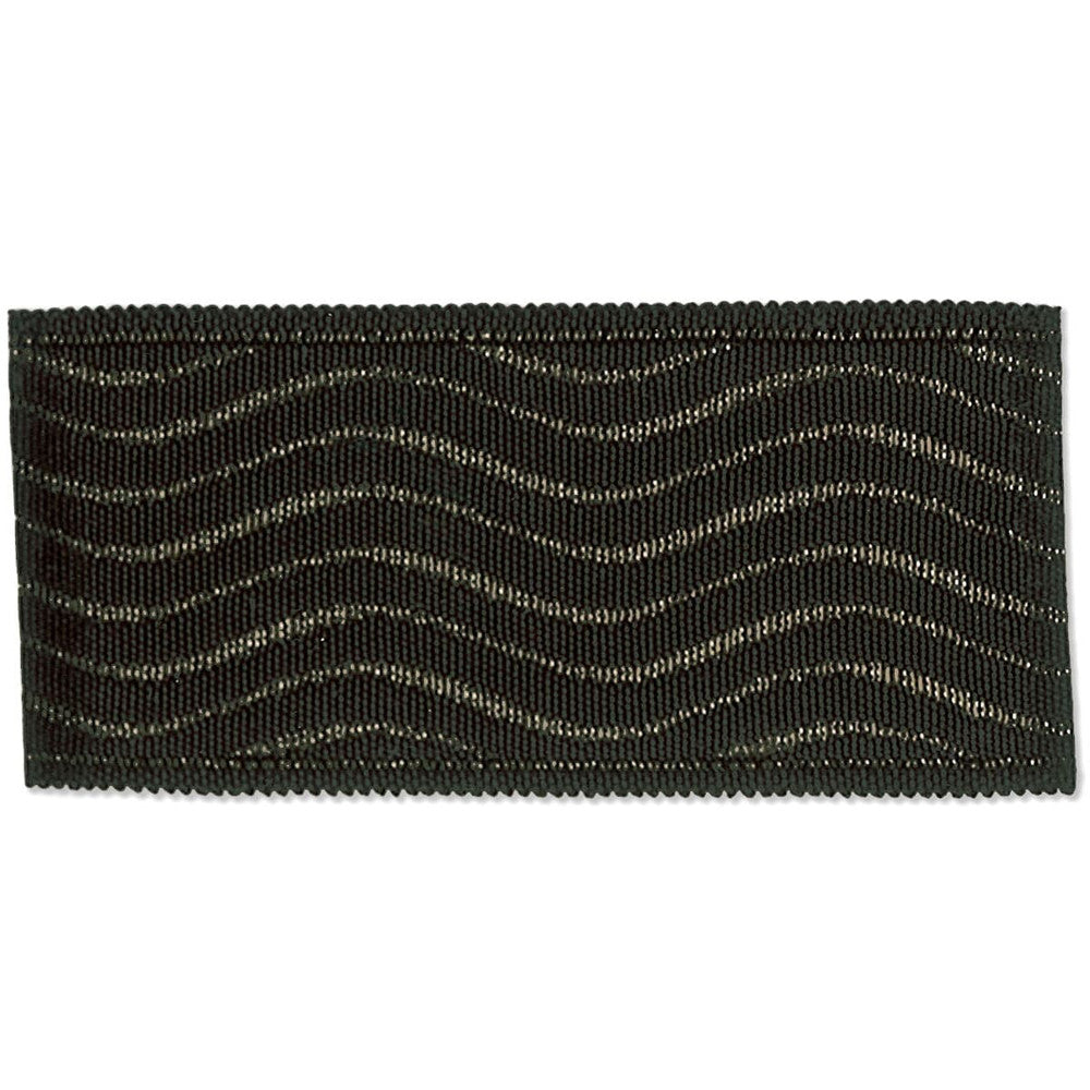 Signature 9 Charcoal by Stout Designer Trim NEW WORLD TAPES & BORDERS 91%SVI 9%MTL CHINA </p><p>Repeat: 0 2 in - Swanky Fabrics -