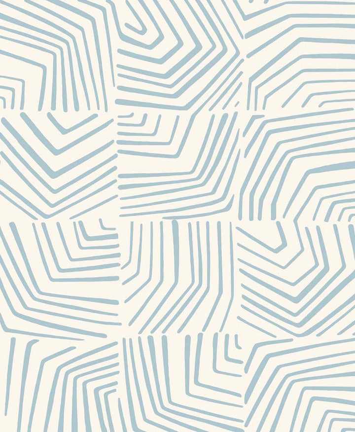 Linework Maze Sky Blue SL80202 by Seabrook Designs Designer Wallpaper