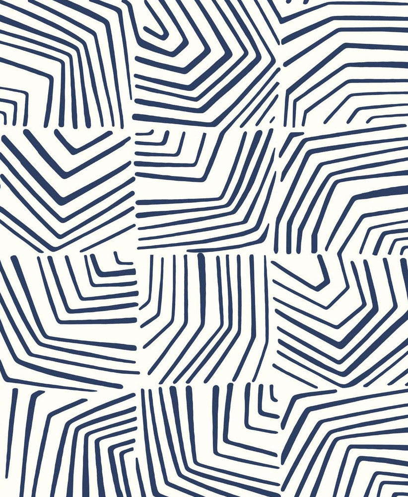 Linework Maze Imperial Blue SL80212 by Seabrook Designs Designer Wallpaper