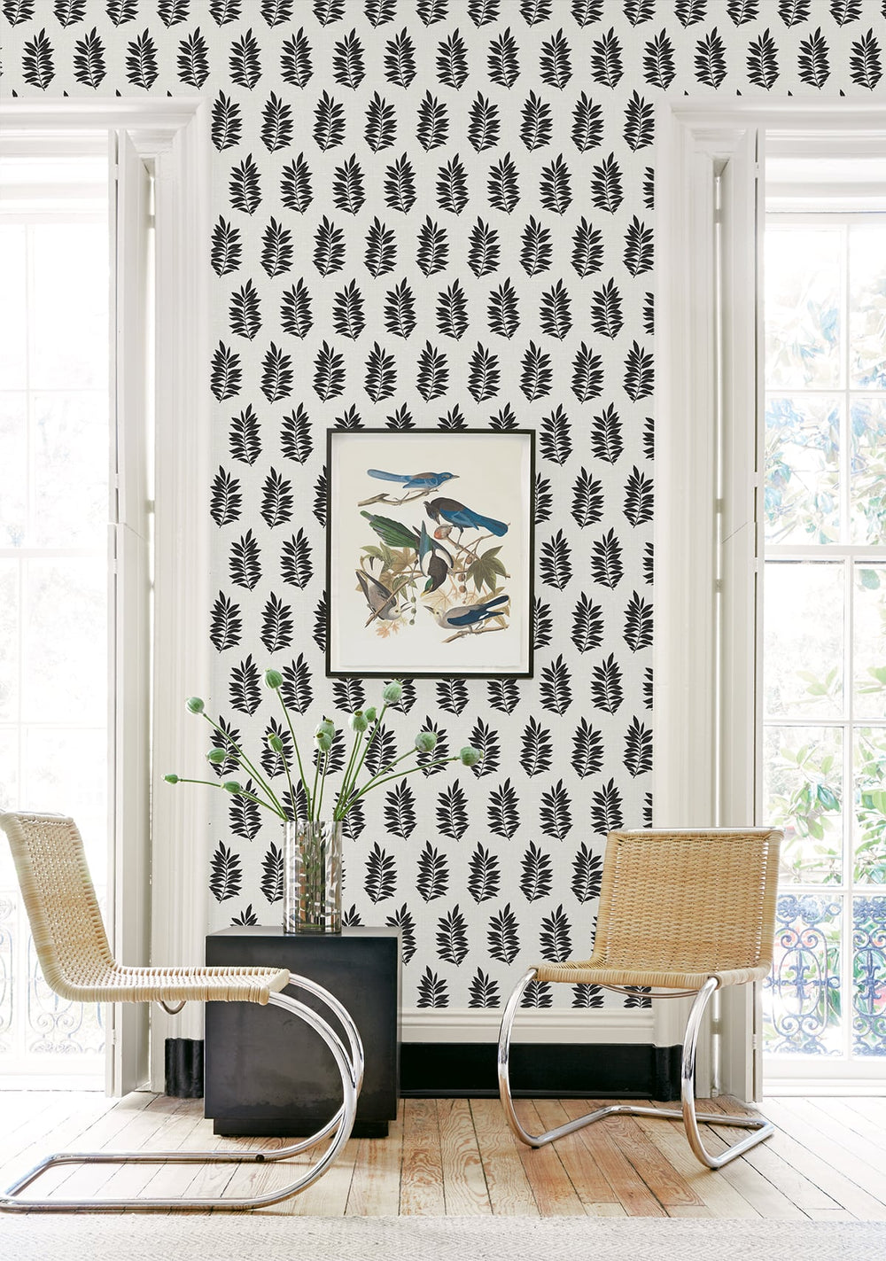 Pinnate Silhouette Onyx SL80300 by Seabrook Designs Designer Wallpaper