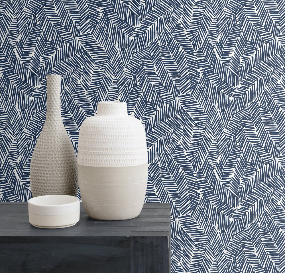 Lush Navy Blue SL80402 by Seabrook Designs Designer Wallpaper