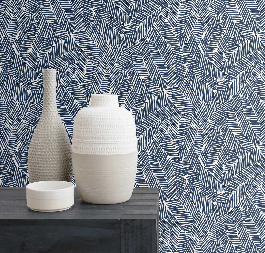 Lush Navy Blue SL80402 by Seabrook Designs Designer Wallpaper