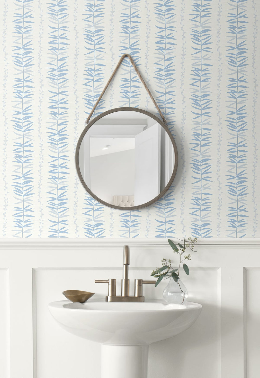 Summer Garland Sky Blue SL80502 by Seabrook Designs Designer Wallpaper