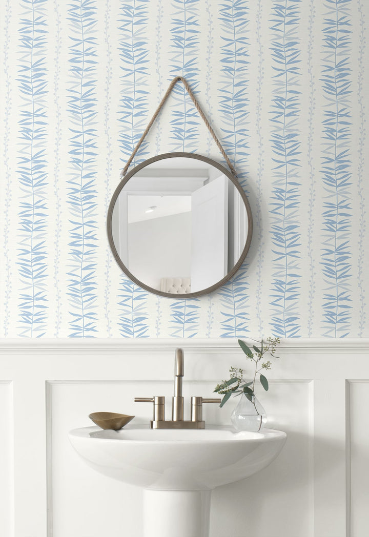Summer Garland Sky Blue SL80502 by Seabrook Designs Designer Wallpaper