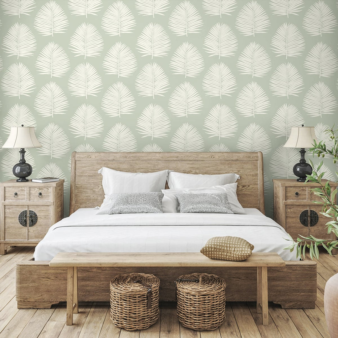 Island Palm Celadon SL80704 by Seabrook Designs Designer Wallpaper