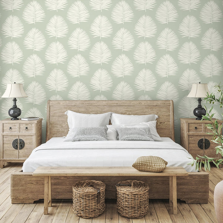 Island Palm Celadon SL80704 by Seabrook Designs Designer Wallpaper